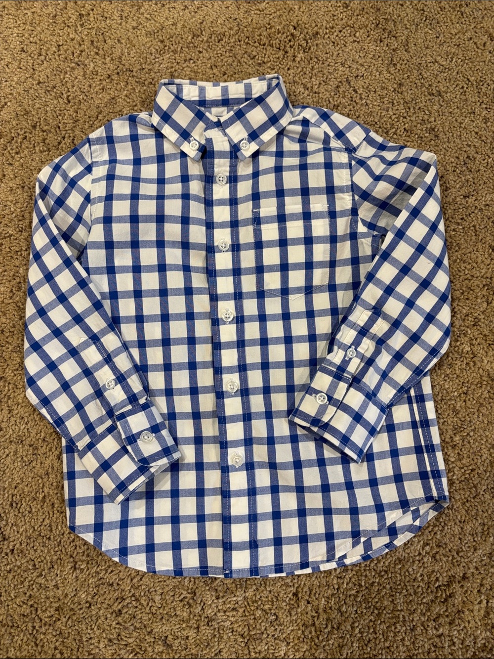 Credits Boys Blue & White Plaid Button-Down Shirt, size 3